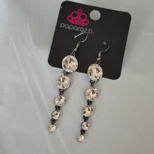 Paparazzi Silver and Clear Dangle Earrings